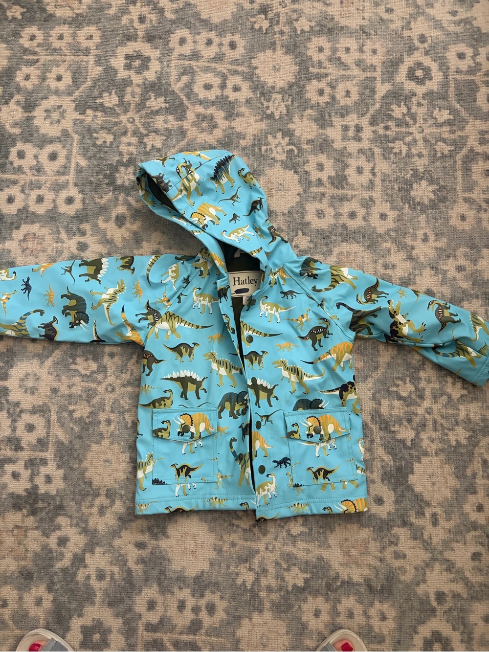 Hatley Light Blue Dinosaur Hooded Raincoat